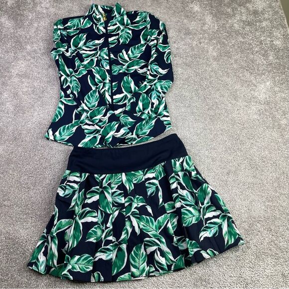 Tommy Bahama Jacket and Skort Set Women’s XS Blue Green Leaf Print Golf Active - Picture 1 of 13